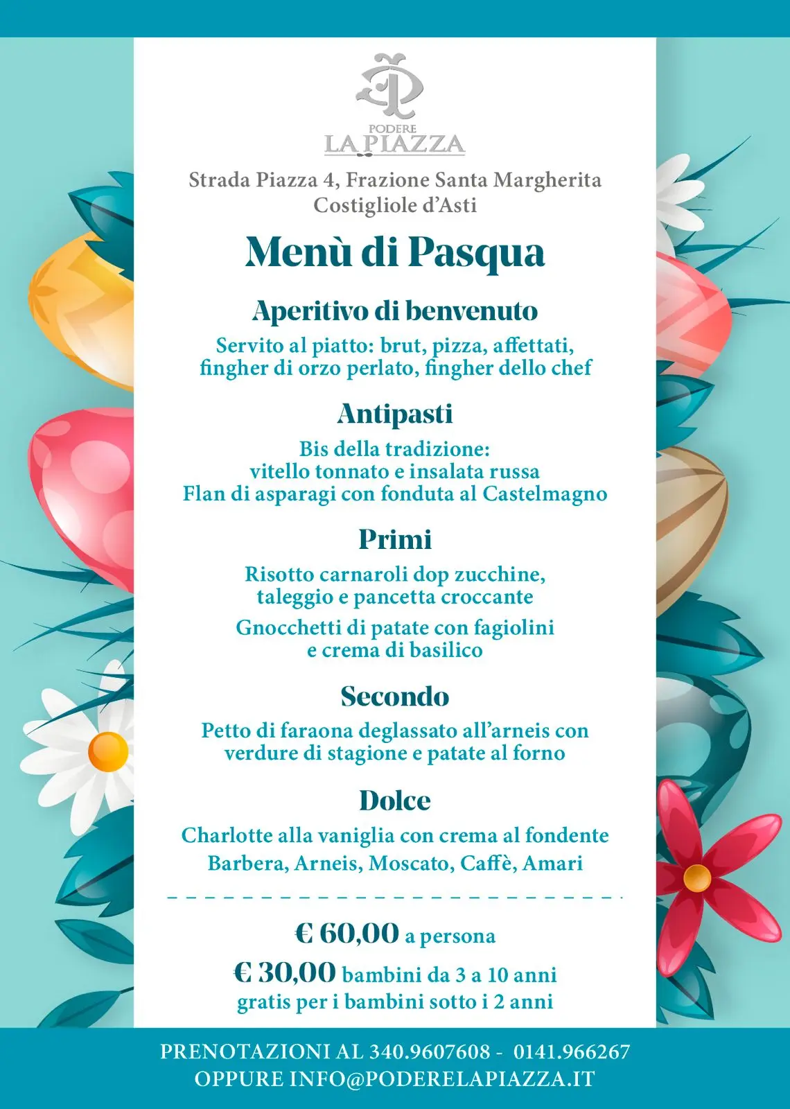Menu di Pasqua - Podere la Piazza